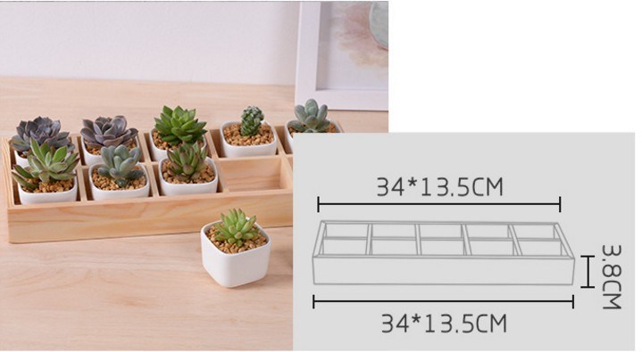 Leisure Desk with 5 Lattice Base Ceramic Pots