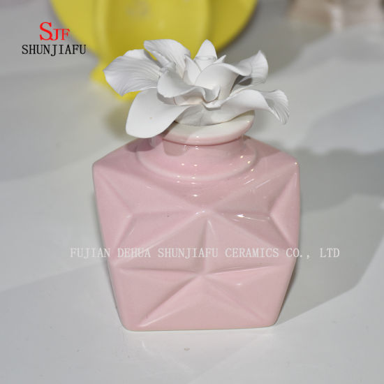 Ceramic Burner Aromatherapy; Diffuser Tealight Fragrance Holder with Flower/C