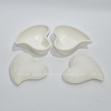 Decorative Raised Heart Design White Ceramic / Dresser Top Jewelry Holder
