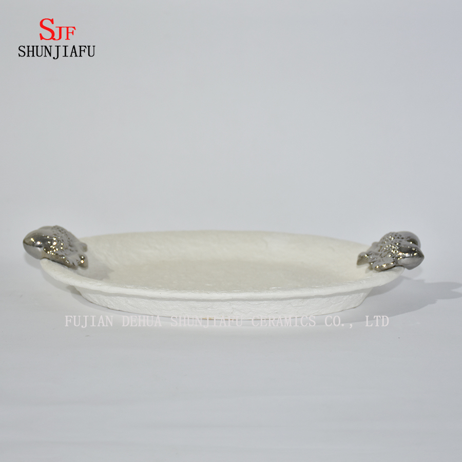 White Porcelain Three Little Tartan Saucers Dish for Appetizer, Dessert, Salad, Snack, Sushi, Fruit, Bread