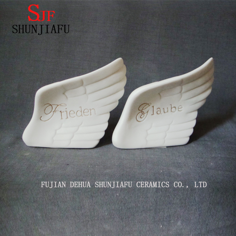 Ceramic Angel Wings with Letter