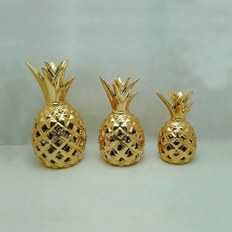 Electroplated Ceramic Gold Pineapple Home Decoration LED