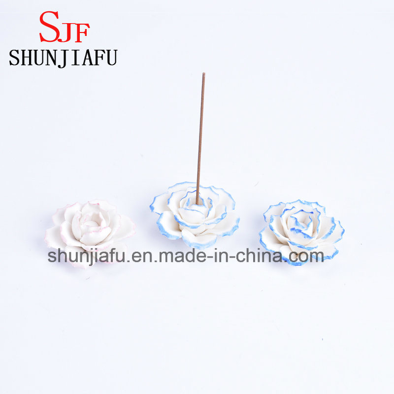 Hand Made Ceramic Flower Type Incense Burner for Sticks