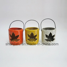 Maple Leaf Type of Ceramic Hurricane Lantern