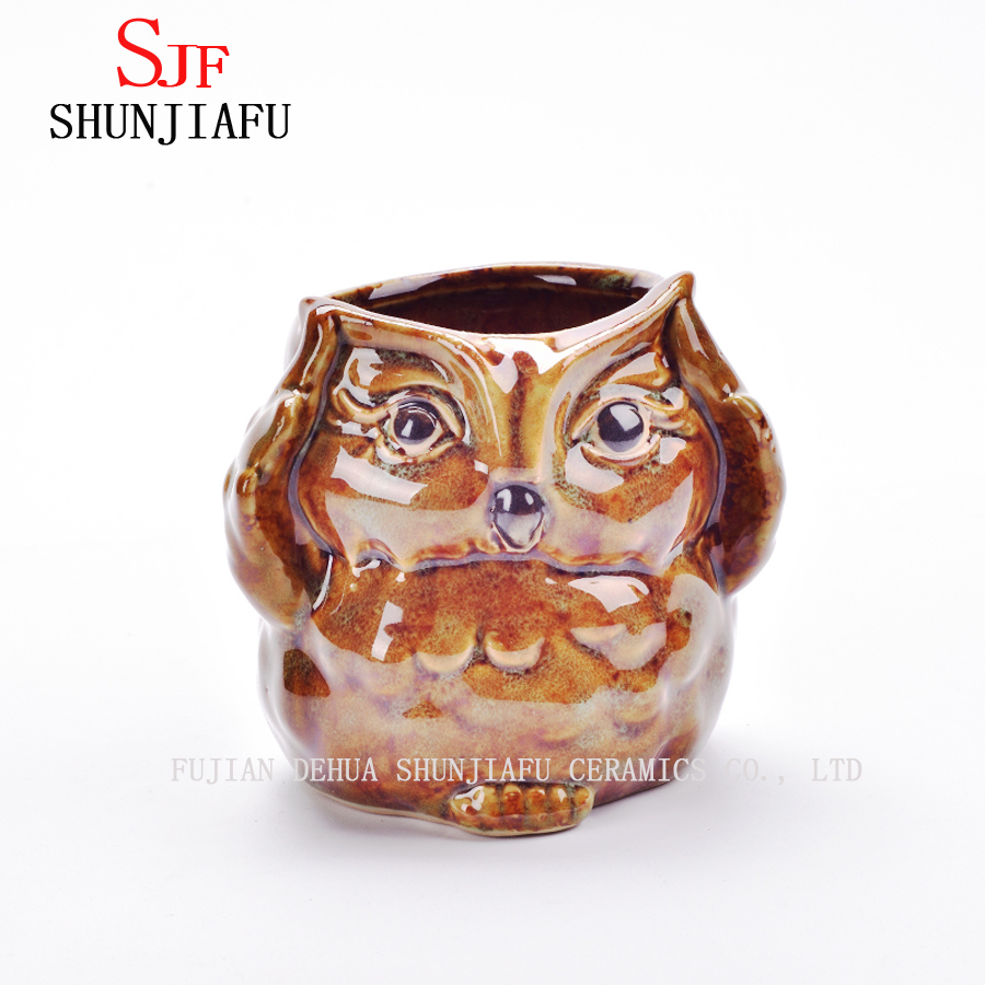 5 Design Ceramic Cartoon Owl Planter Porcelain Animal Flowerpot/C