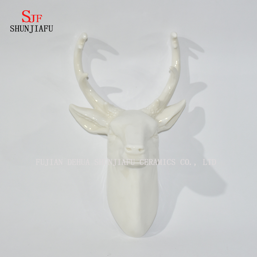 Ceramic Taxidermy Deer Head Wall Decor Decoration/Electroplating Antelope Horn