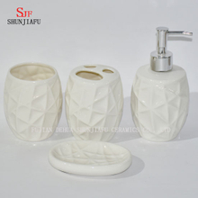 4piece/Set White Ceramic Bathroom Accessory Set /, Tumbler, Soap Dish & Dispenser