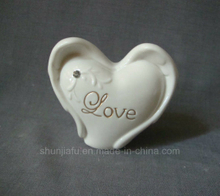 Porcelain Home Decorations Heart Shaped with Artificial crystal, White