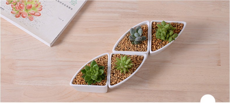 White Ceramic Flowerpot with Triangular Shaped Base Assorted Cold Dishes