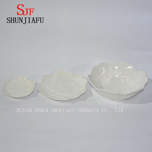 Lotus Shaped Ceramic White Dish for Kichenware / Dinnerware