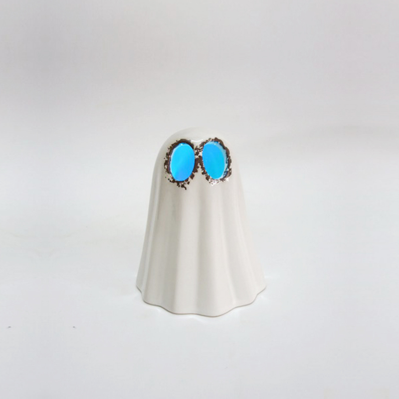 Ceramic Specter Halloween Ghost LED Candle Holder