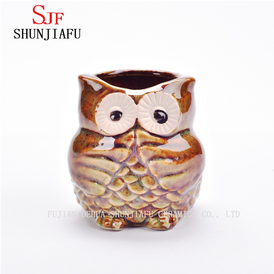 5 Design Ceramic Cartoon Owl Planter Porcelain Animal Flowerpot/C