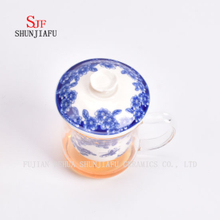 400ml Creative Gifts Double Wall Glass Tea Strainer Coffee Tumbler, Glass Tea Cups with Lid