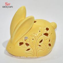 Little Yellow Rabbit Christmas Gifts & Decor Ceramic Tealight Candle Holder Set