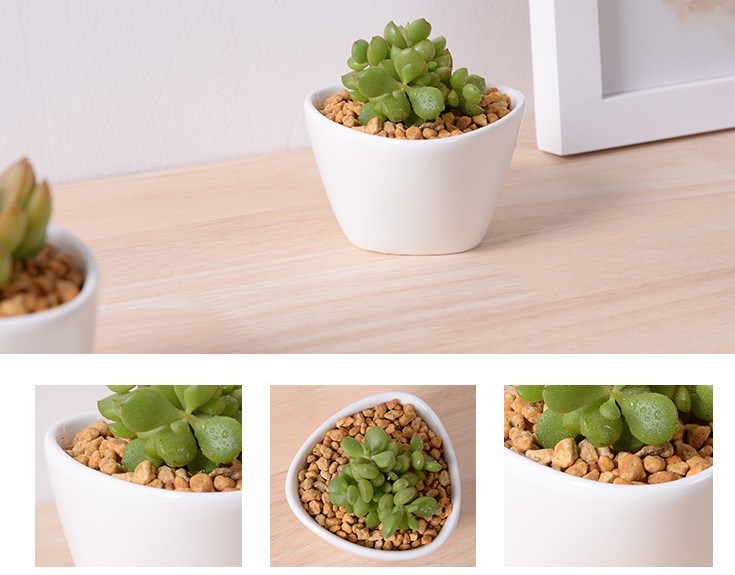 Creative Desktop Ceramic Triangle White Mini Pot