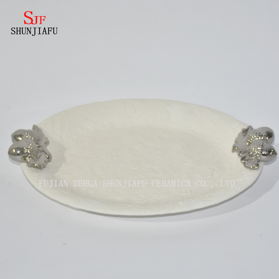 White Porcelain Three Little Tartan Saucers Dish for Appetizer, Dessert, Salad, Snack, Sushi, Fruit, Bread