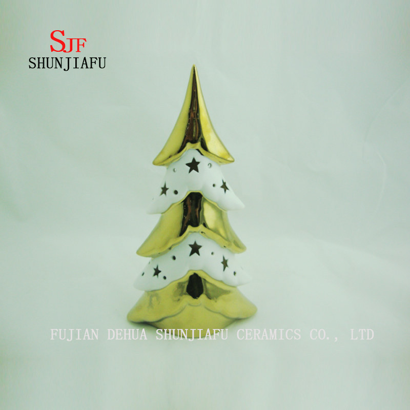 Tabletop Ceramic Lighted Plating Ceramic Electroplating Xmas Tree