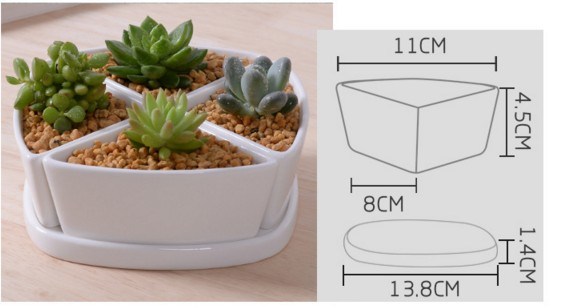 White Ceramic Flowerpot with Triangular Shaped Base Assorted Cold Dishes