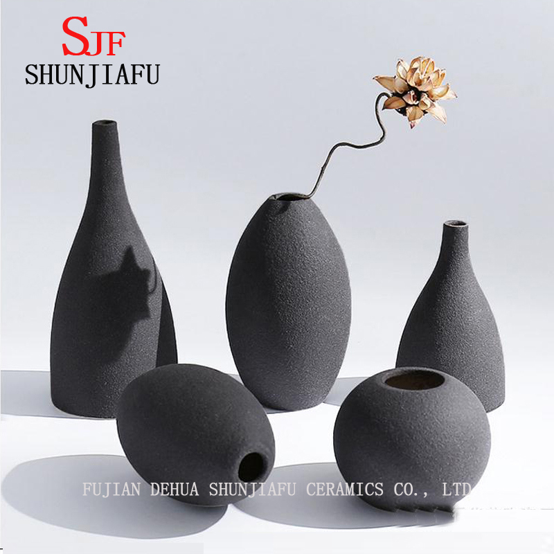 European Style Modern Matte Blue and Black Ceramic Vase