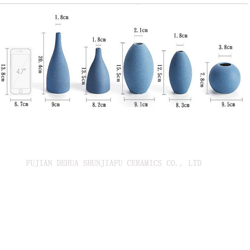 European Style Modern Matte Blue and Black Ceramic Vase