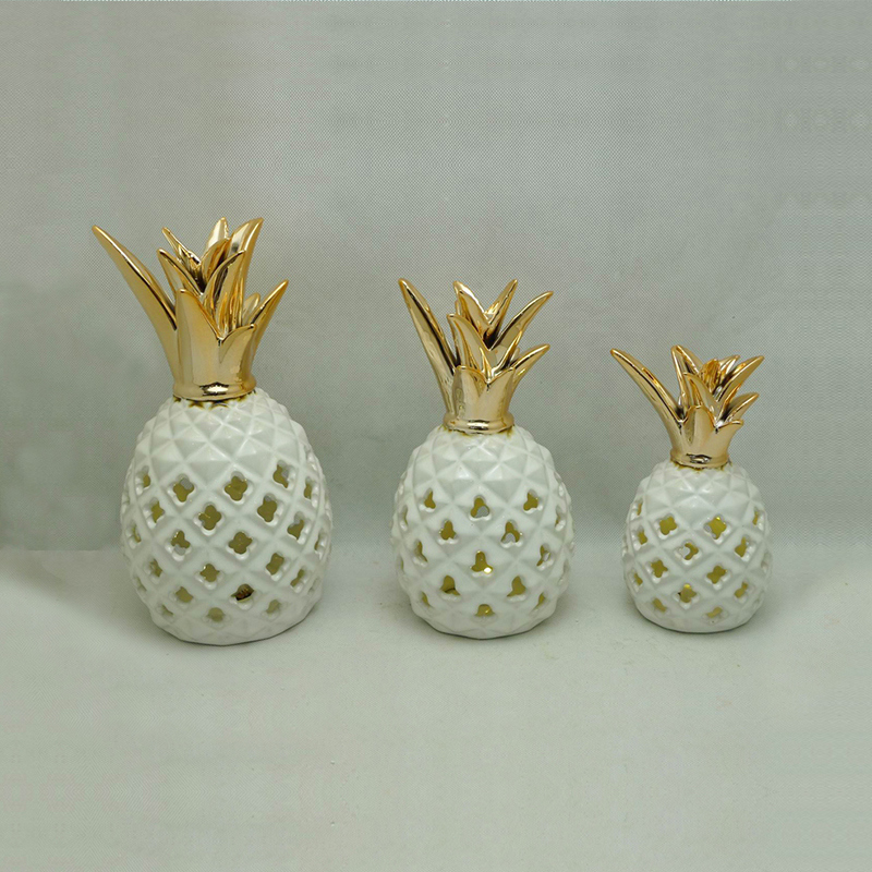 Electroplated Ceramic Gold Pineapple Home Decoration LED