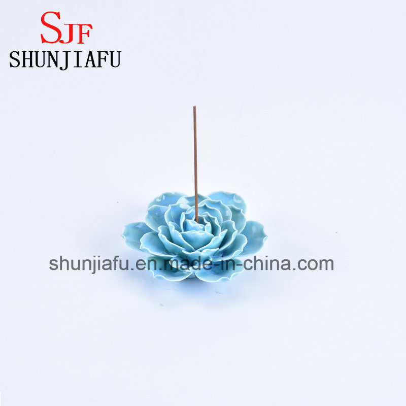 Hand Made Ceramic Flower Type Incense Burner for Sticks