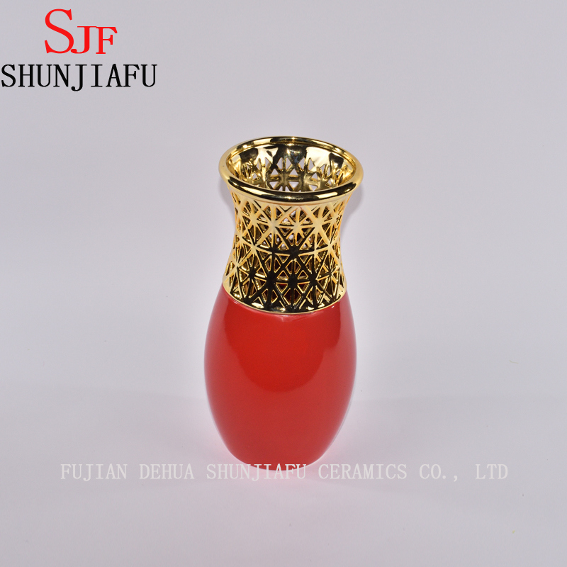 Morden Style Small Ceramic Flower Vase for Home Decoration (Black)