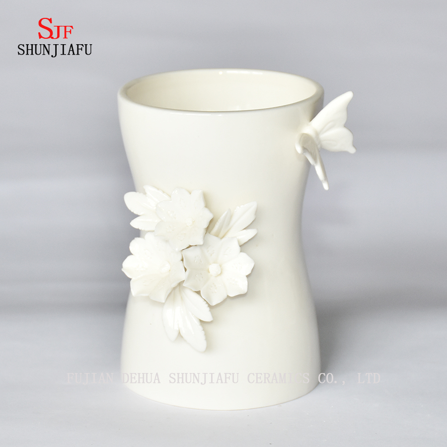 Delicate Butterfly Flask, Ceramic Vase