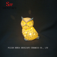 Owl Night Light with LED Battery Ceramic Decoration Furnishing.