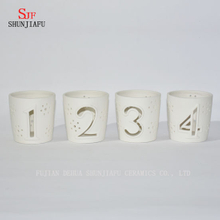 New Design White Digital Design Ceramic Candle