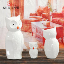 3 PCS/ Set Creative White Ceramic Owl Decorative Home Decors Ornaments