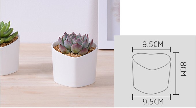 Decorative Features Peach Shape Heart-Shaped White Flower Pot