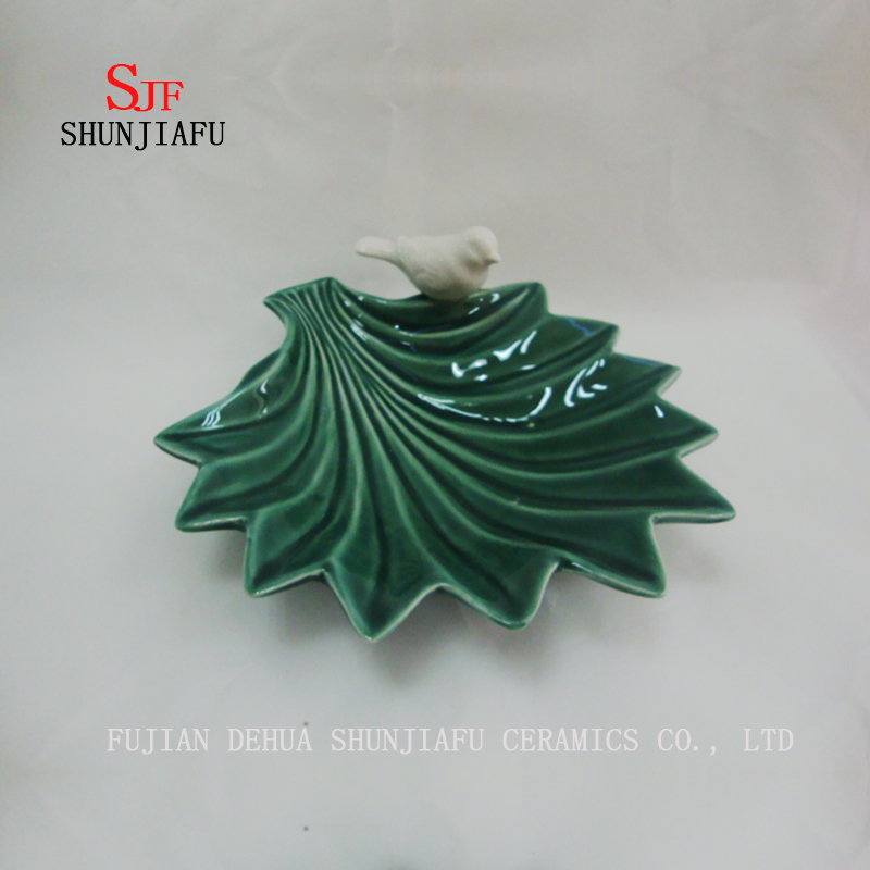 Green Leaf Ceramic Hq Dish Sauce Dipping Dinnerware Plate