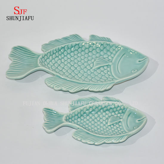 Ceramic Fish Platter Vinegar Tableware Dinner Plates-Ocean Series/B