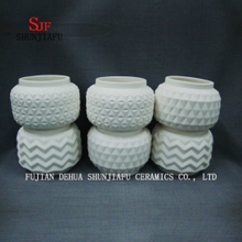 3 Styles/ Handmade Geometric Vase, White Ceramic Flowerpot/L
