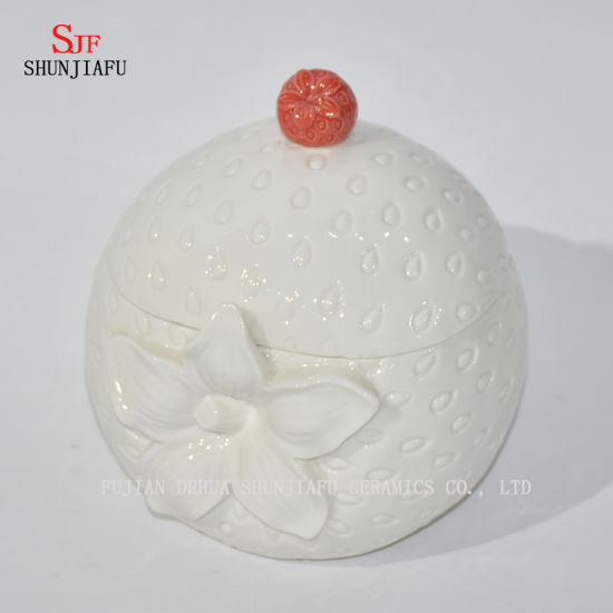 Apple and Strawberry Shapes New Handmade Round White Flower Jewelry Box
