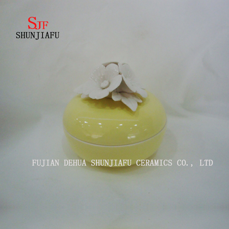  Yellow New Handmade Round White Flower Jewelry Box 