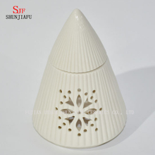 Ceramic Cone Shape White Candle Holder