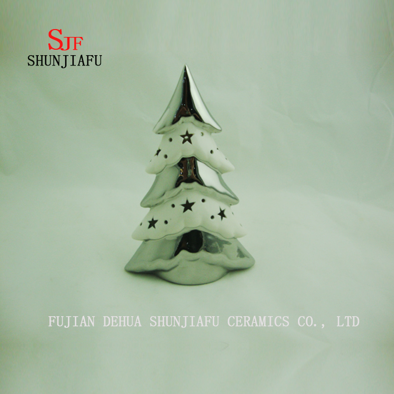 Tabletop Ceramic Lighted Plating Ceramic Electroplating Xmas Tree