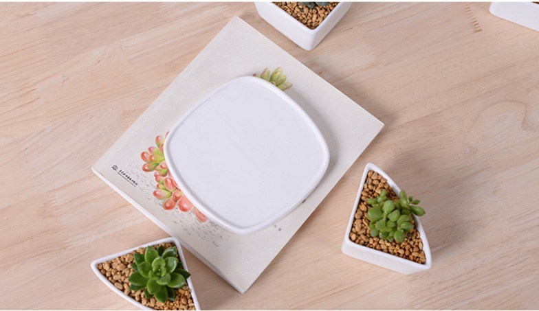 White Ceramic Flowerpot with Triangular Shaped Base Assorted Cold Dishes