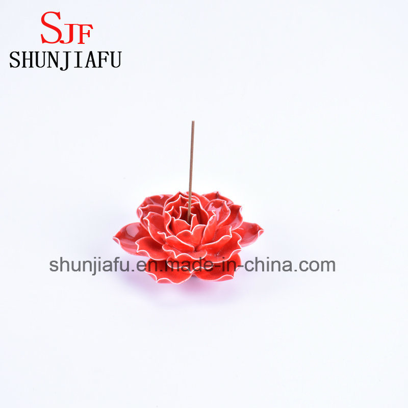 Hand Made Ceramic Flower Type Incense Burner for Sticks