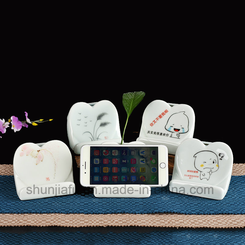 Hand Drawing Ceramic Vase Type Mobile Phone Holder