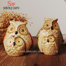 a Family of Wise Owl Sculptures - Home and Office Decoration - Set of 4 (4) Ceramic " Owl Statues