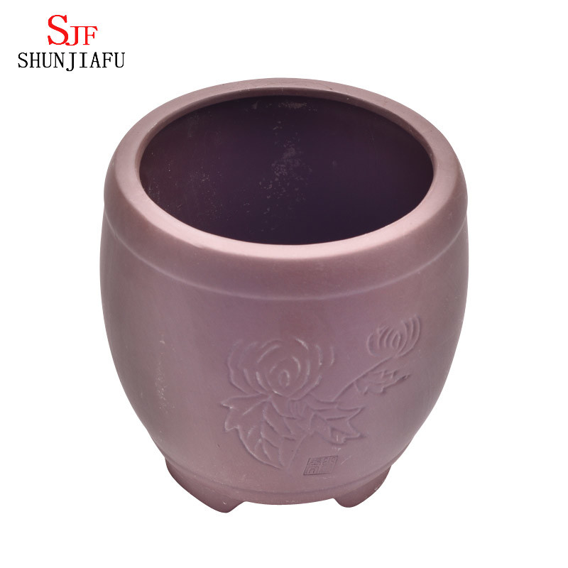 Purper Sand Round Fleshpots with Floral Patterns Succulent Planters Garden/Ceramic Small Plant Pots