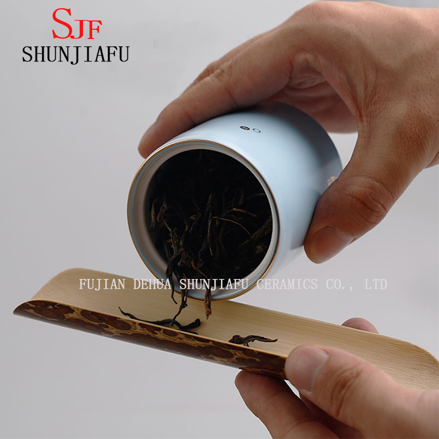 Tea Caddy Green Tea Pot Storage Canister Ceramic Tea Jar