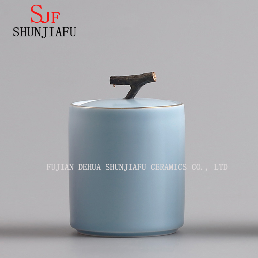 Tea Caddy Green Tea Pot Storage Canister Ceramic Tea Jar Box