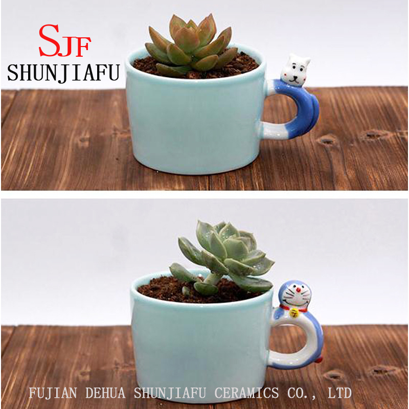 Ceramic Flowerpot for Small Cactus Succulent Plants (Rainbow)