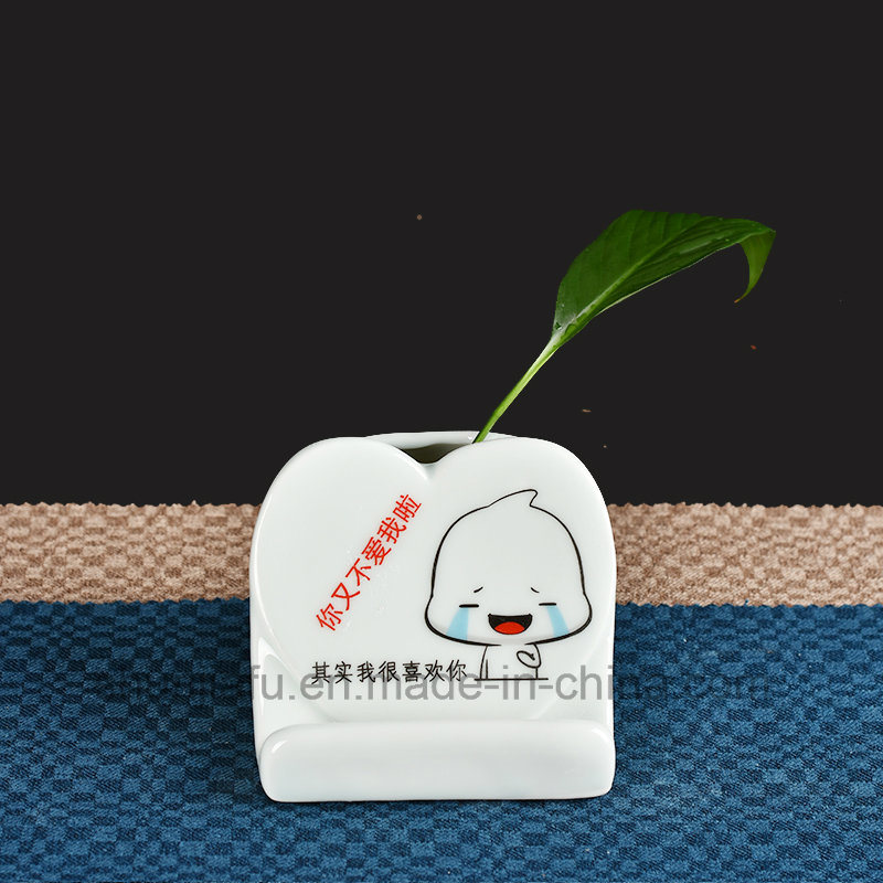 Hand Drawing Ceramic Vase Type Mobile Phone Holder