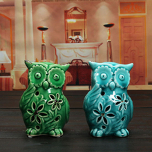 Owl Shape Ceramic Tea Light Holder Great Decoration