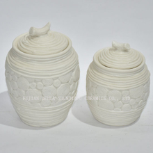 White Ceramic Canister, a Good Assistant in Storage for Home Decoration